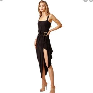 Acler Black Midi Dress with side slit